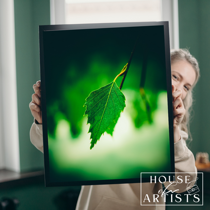 Alone - Macro Green Leaf Print