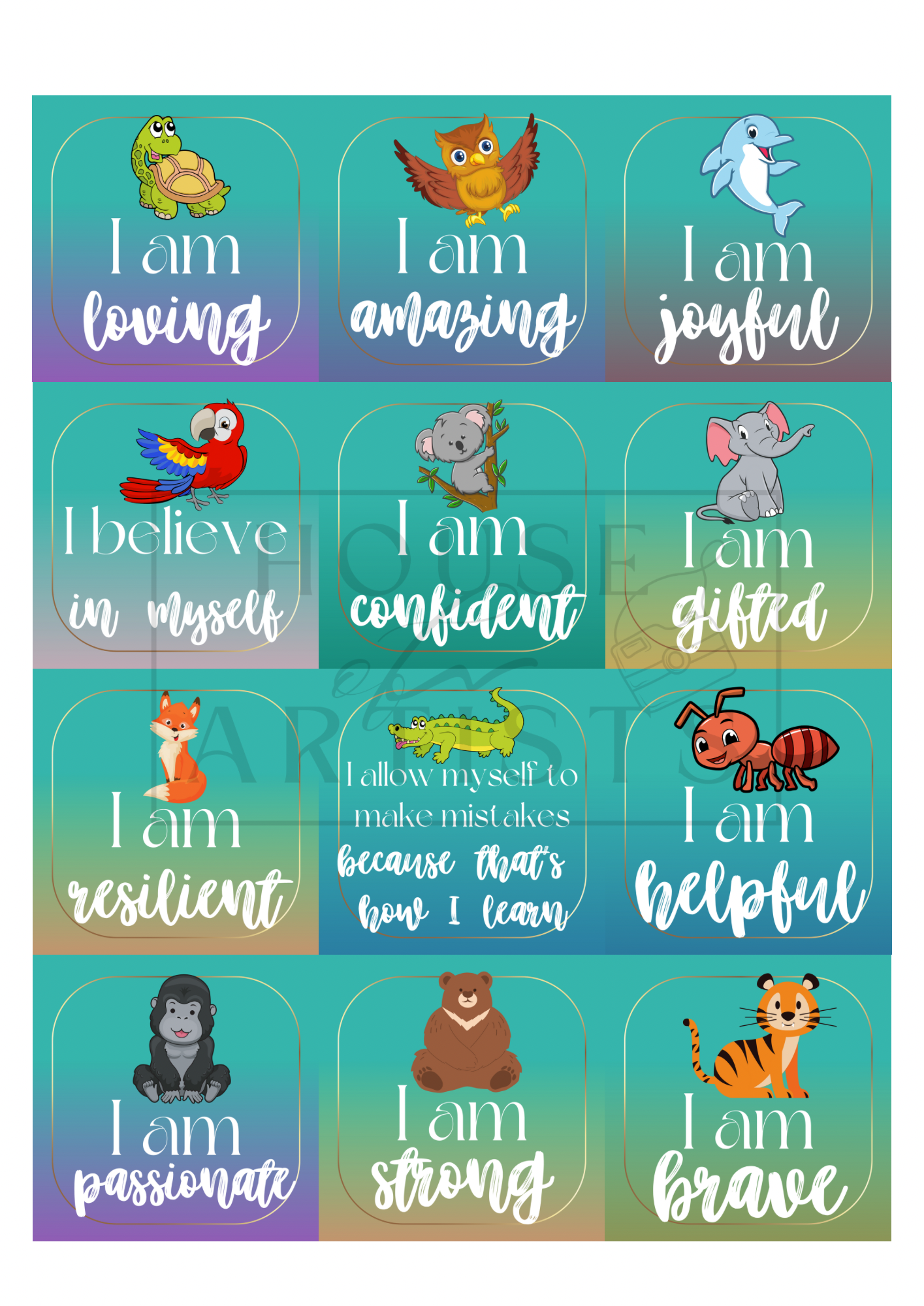 Children affirmation cards