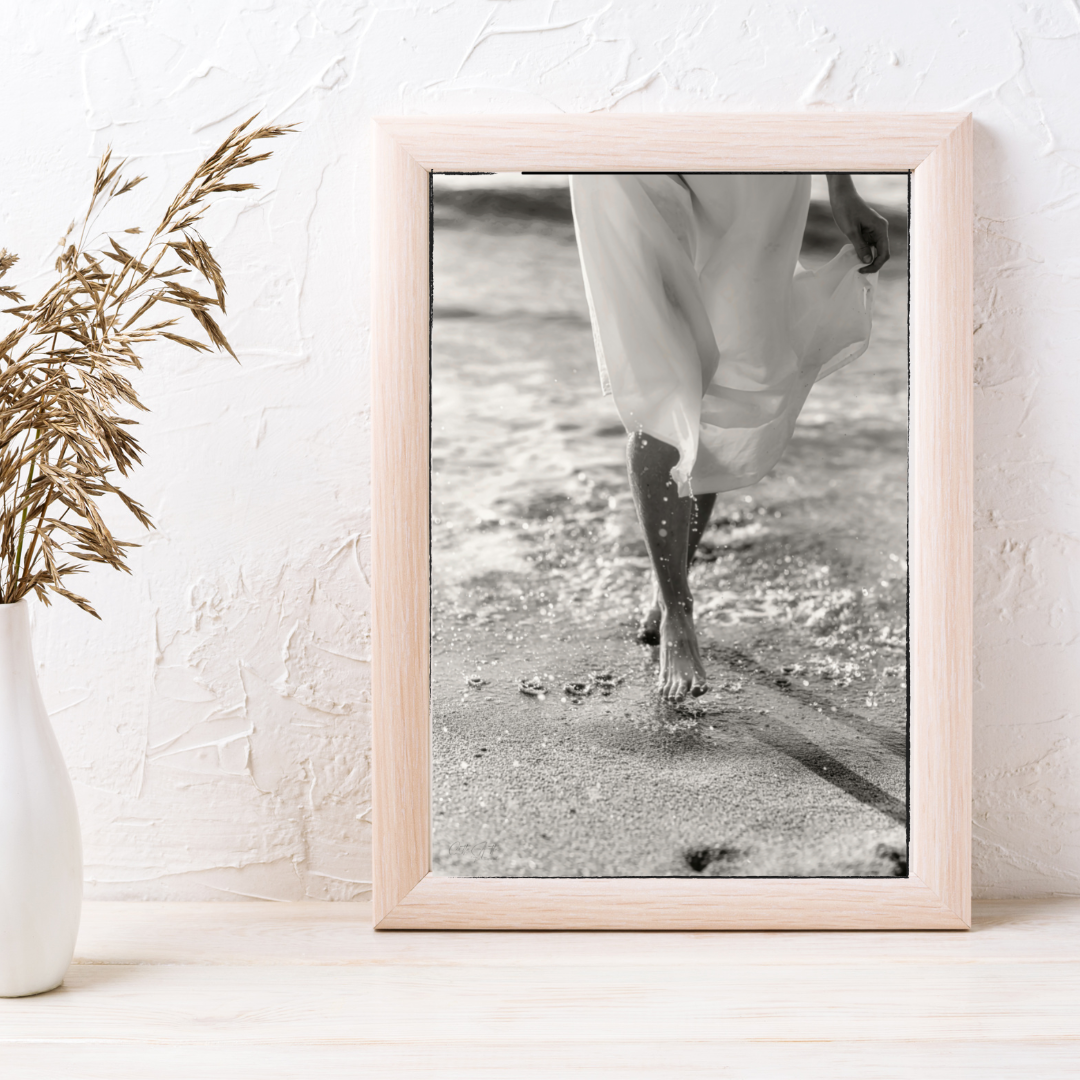 B&W Feet in the Sea Print