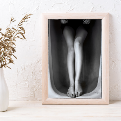 B&W Woman in Bathtub Print