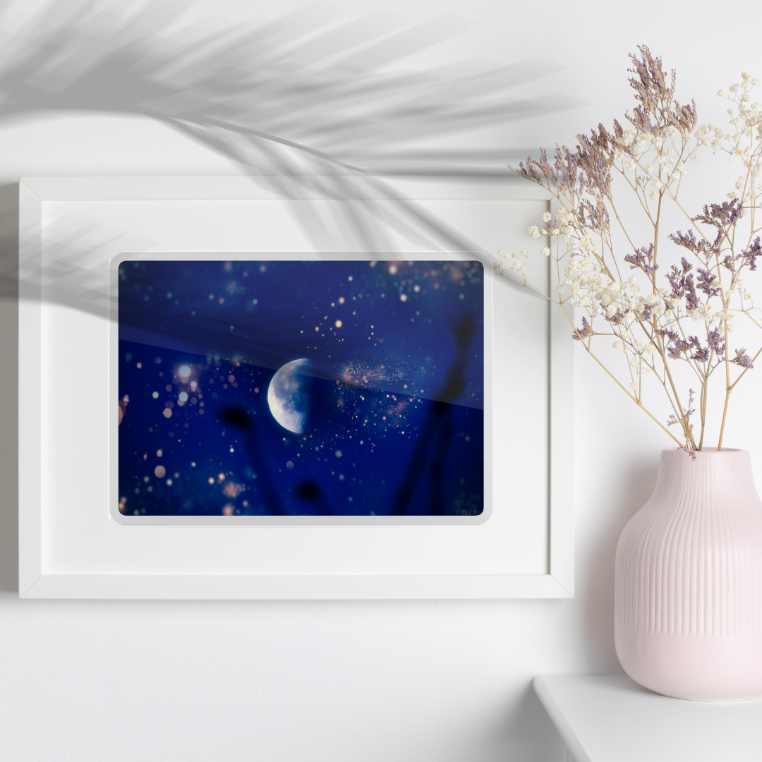 Moon and a Starry Sky Print