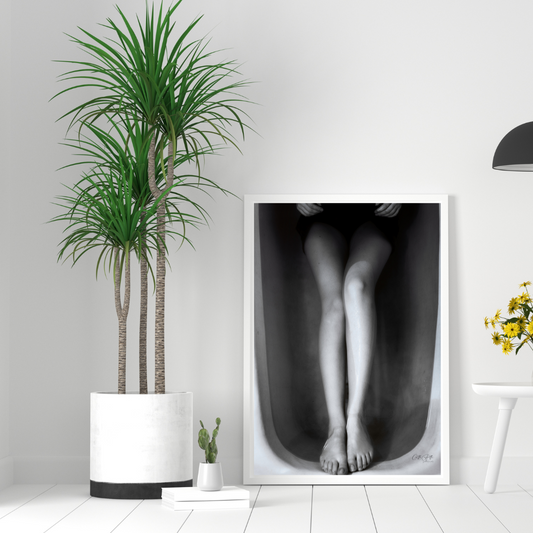 B&W Woman in Bathtub Print